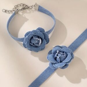 Denim Rose Choker
