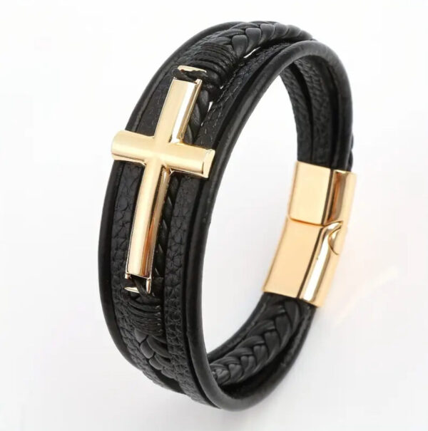 Faith & Leather Cross Bracelet