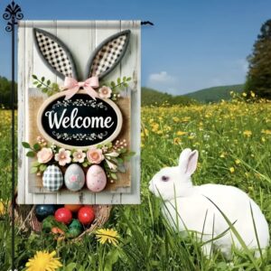 Easter Bunny Welcome Garden Flag