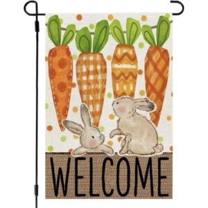 Carrots & Bunnies Easter Welcome Garden Flag