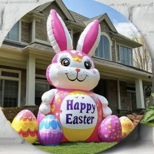 "Happy Easter" Bunny with Eggs Plaque