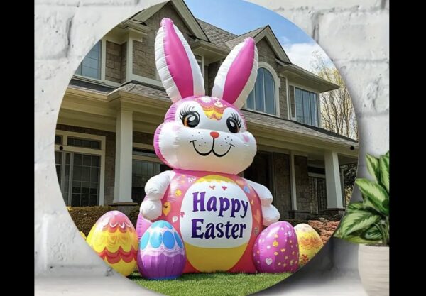 "Happy Easter" Bunny with Eggs Plaque