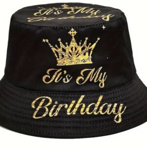 “It’s My Birthday” Crown Print Bucket Hat