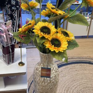 Tall Mosaic Vase with Faux Sunflowers
