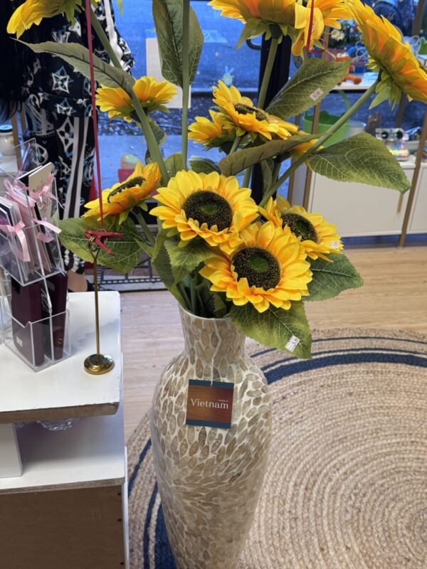 Tall Mosaic Vase with Faux Sunflowers