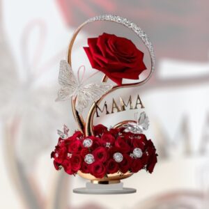 “Mama” Rose Bloom & Butterfly Crystal Display