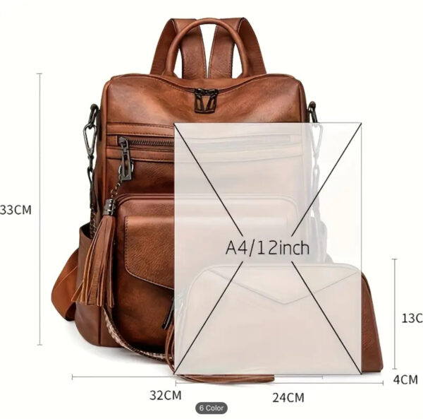 Vintage Faux Leather Backpack - Image 7
