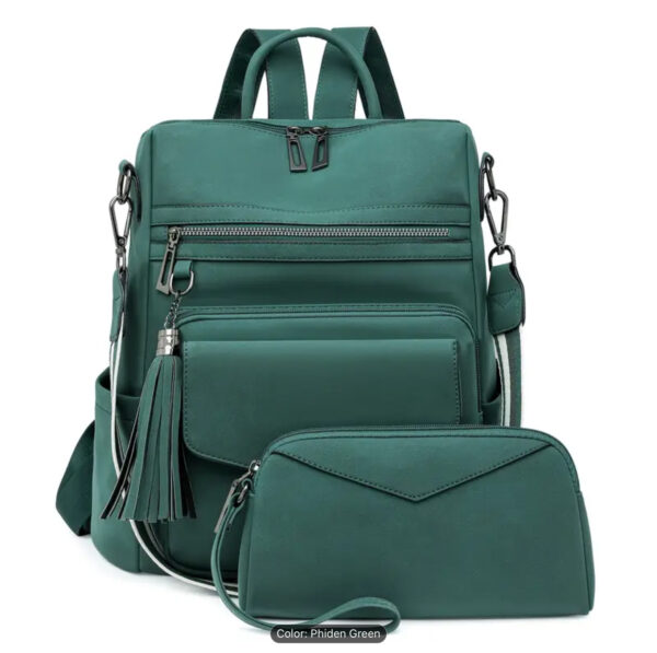 Vintage Faux Leather Backpack - Image 3
