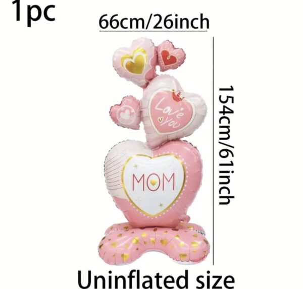 "Love You MOM" Heart Balloon Bouquet - Image 2
