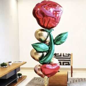 Giant Red Rose Foil Balloon Set