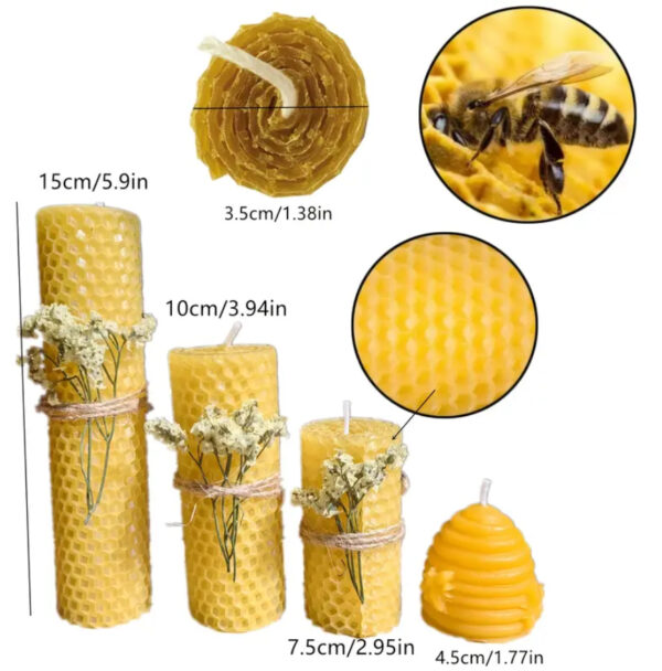 Natural Beeswax Candle Set
