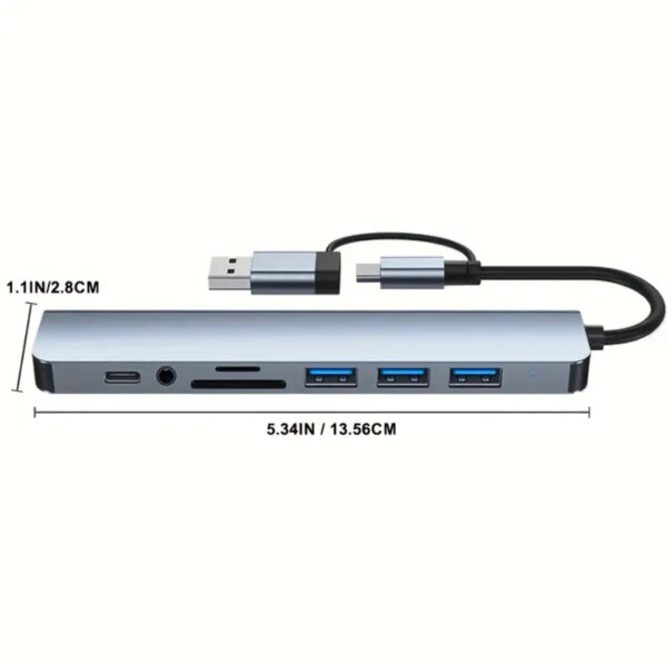 8-in-1 USB A & USB C Hub Adapter - Image 2