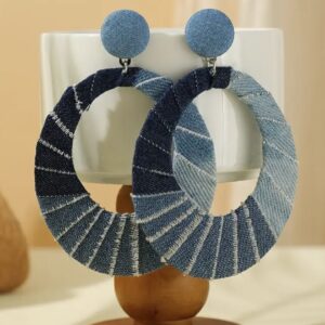 Patchwork Denim Hoop Earrings