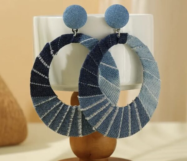 Patchwork Denim Hoop Earrings