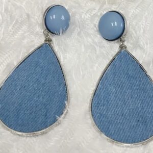 Denim Teardrop Dangle Earrings