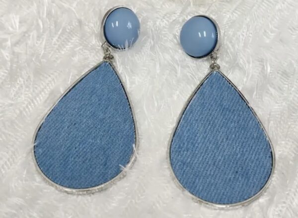 Denim Teardrop Dangle Earrings