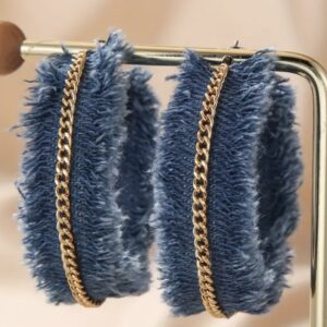 Frayed Denim Hoop Earrings