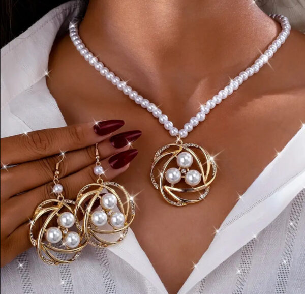 Elegant Pearl Swirl Jewelry Set - Image 2