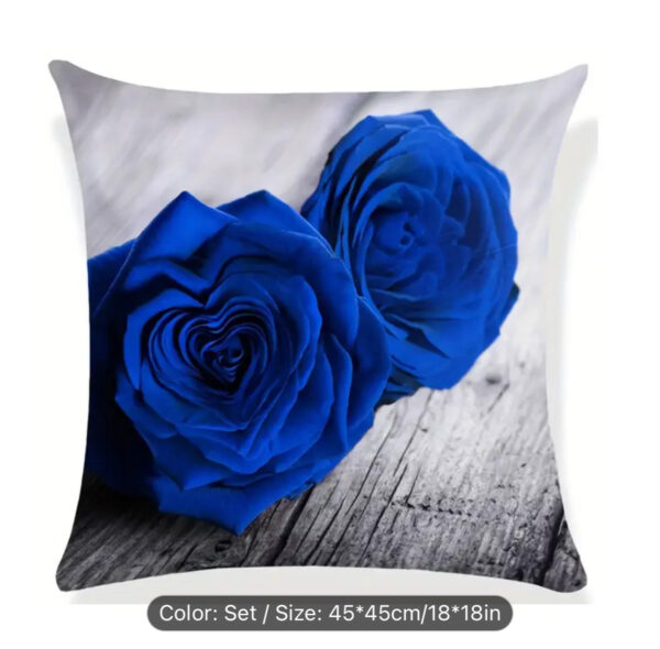Blue Rose Love Pillow Cover Set - Image 2