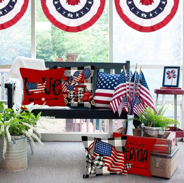Patriotic USA Flag Throw Pillow Covers - Image 2