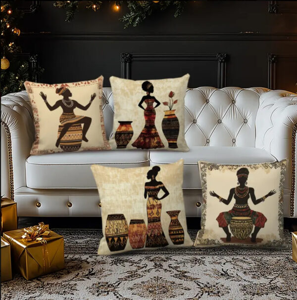 Afrocentric Tribal Drum Pillow Covers - Image 2