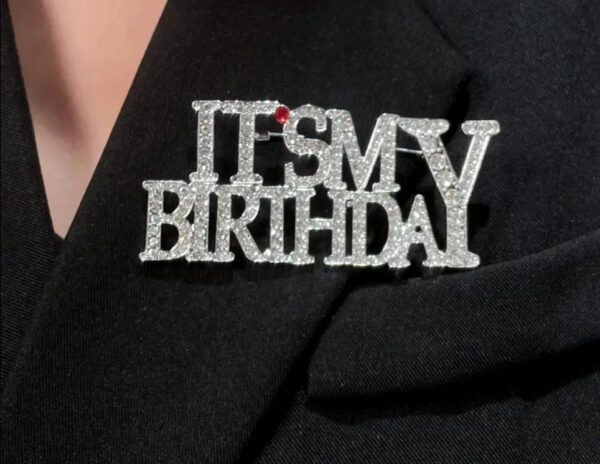 “It’s My Birthday” Rhinestone Brooch Pin - Image 2