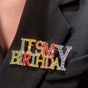 “It’s My Birthday” Rhinestone Brooch Pin