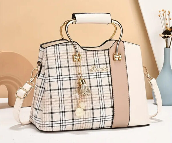 Plaid Charm Colorblock Handbag - Image 2