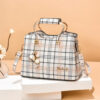 Plaid Charm Colorblock Handbag