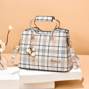 Plaid Charm Colorblock Handbag