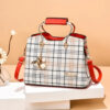 Plaid Charm Colorblock Handbag - Image 4