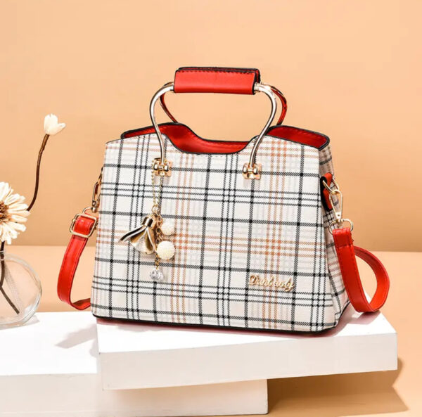 Plaid Charm Colorblock Handbag - Image 4