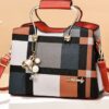 Plaid Charm Colorblock Handbag - Image 3