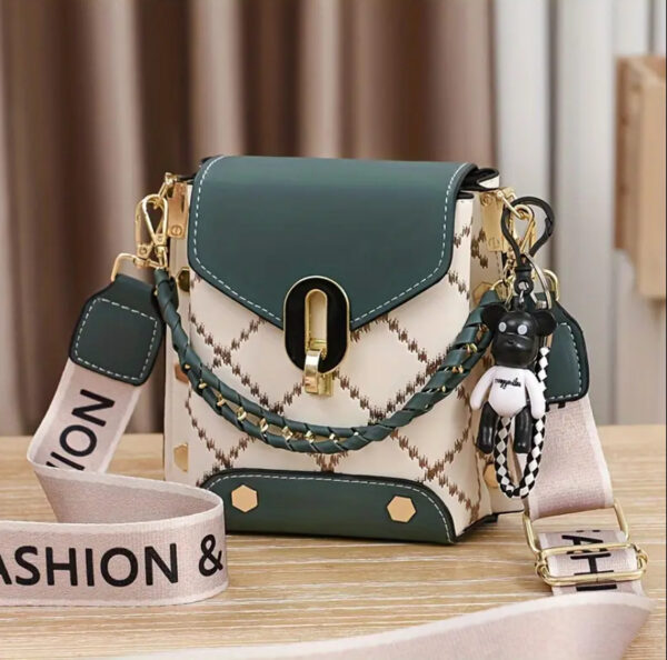 Mini Crossbody Chain Bag with Bear Charm - Image 5