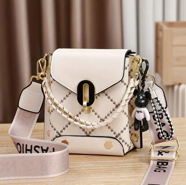 Mini Crossbody Chain Bag with Bear Charm - Image 4