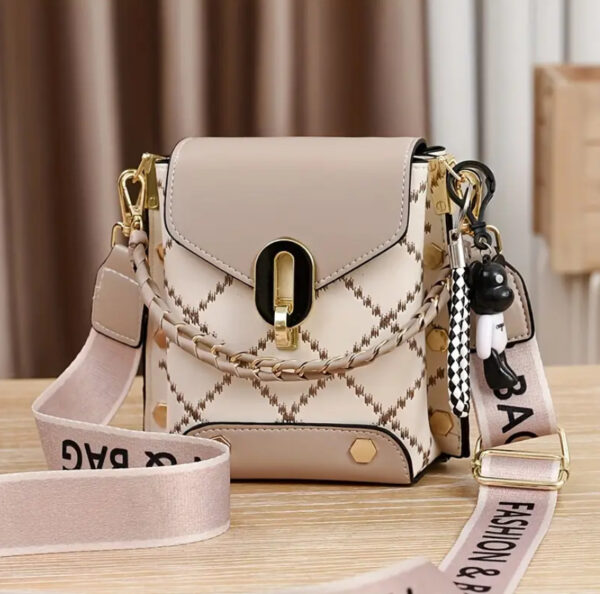 Mini Crossbody Chain Bag with Bear Charm - Image 3
