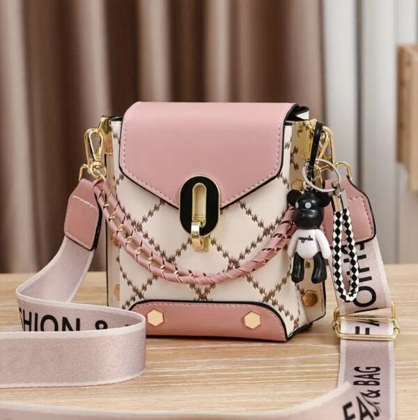 Mini Crossbody Chain Bag with Bear Charm - Image 2
