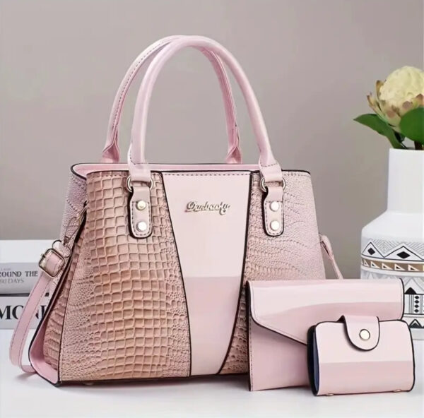 Iridescent Croc-Embossed Handbag Set - Image 6