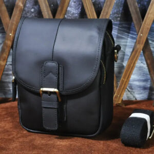 Vintage Buckle Leather Crossbody Satchel