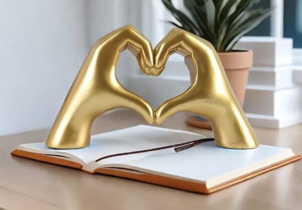 Golden Heart Hands Sculpture
