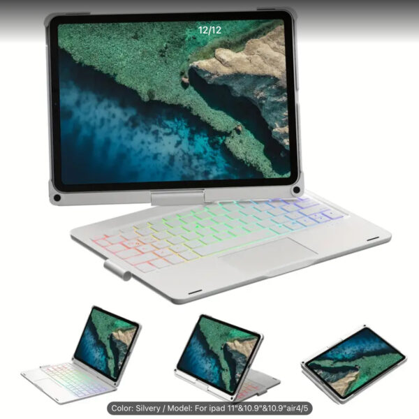 360° Rotating Backlit Bluetooth Keyboard Case - Image 3