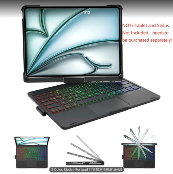 360° Rotating Backlit Bluetooth Keyboard Case - Image 4