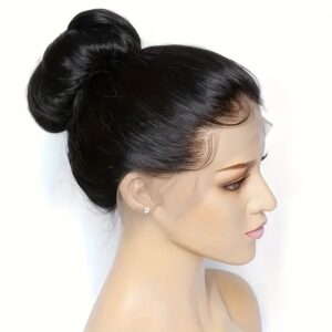 Sleek High Bun Lace Front Wig – Natural Black