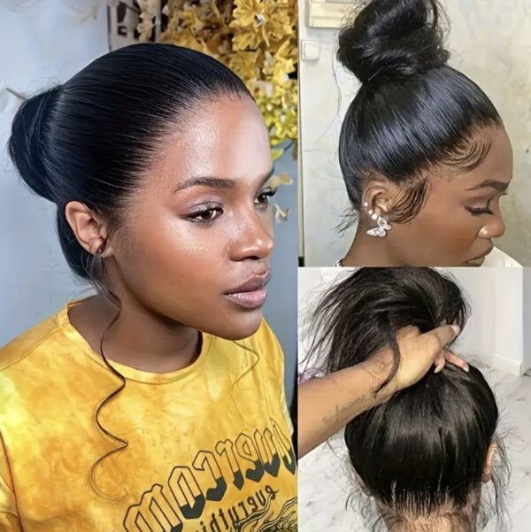 Sleek High Bun Lace Front Wig – Natural Black - Image 2