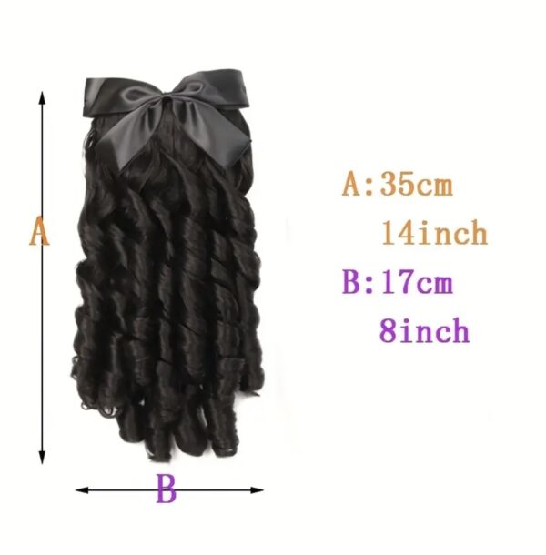 Curly Ponytail Hair Extension with Satin Bow - Image 2