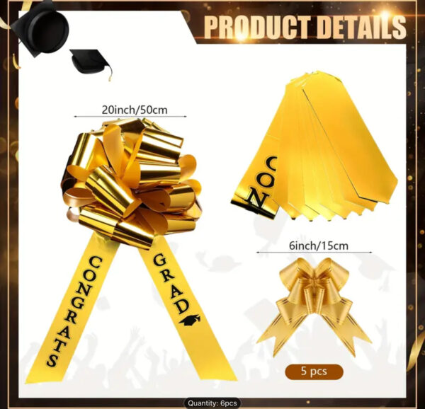 6-Piece Graduation Celebration Bow Set - Image 2