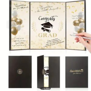 Large Fold-Out Graduation Card with Gold Accents