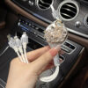 Luxury Crystal 3-in-1 Retractable Car Charger Cable