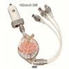Luxury Crystal 3-in-1 Retractable Car Charger Cable - Image 2
