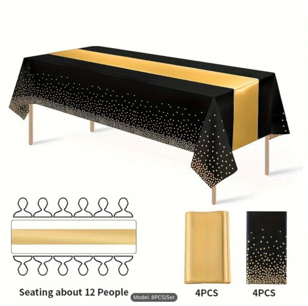 Black and Gold Table Cover Set - Image 2